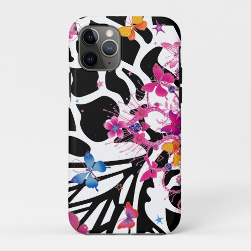 Little Princess black  white cute Butterflies   iPhone 11 Pro Case