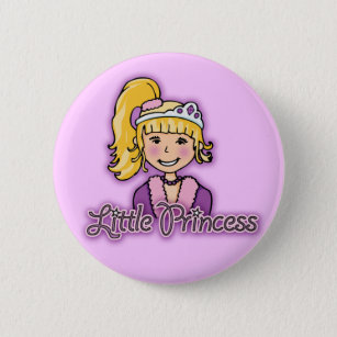 Little Princess blonde hair girl lilac button
