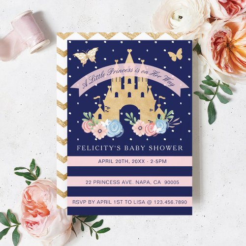 Little Princess Castle Baby Girl Shower Invitation