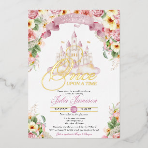 Little Princess Castle Baby Shower Fairytale Real  Foil Invitation