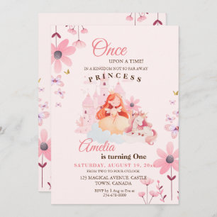 Little Princess Castle Flower Birthday Invitation