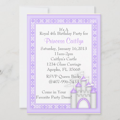 Little Princess Castle Invitation