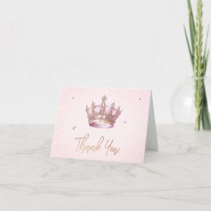 Little Princess Crown Pearls Dots Baby Shower Letterpress Thank You Card