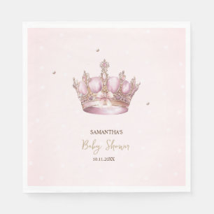 Little Princess Crown Pearls Dots Baby Shower Napkins