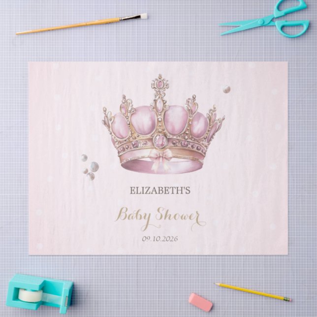 Little Princess Crown Pearls Dots Baby Shower Tissue Paper (Craft)