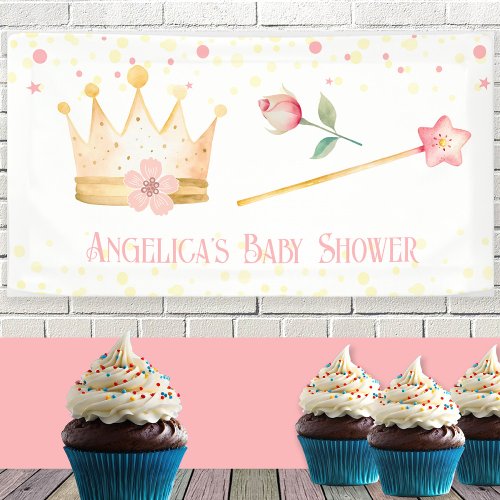 Little Princess Crown Pink Baby Shower Banner