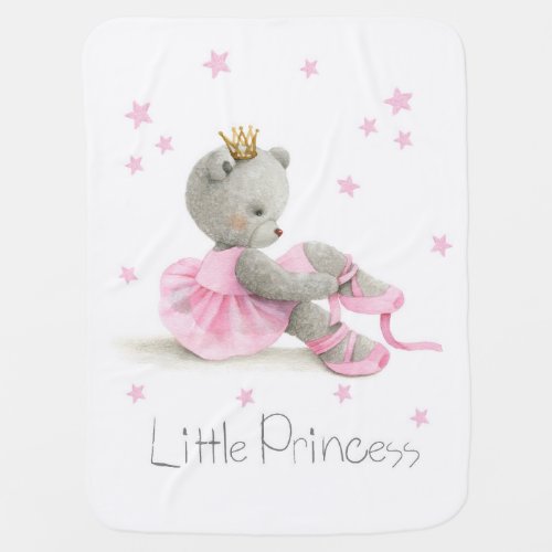 Little princess cute baby girl bear Baby Blanket