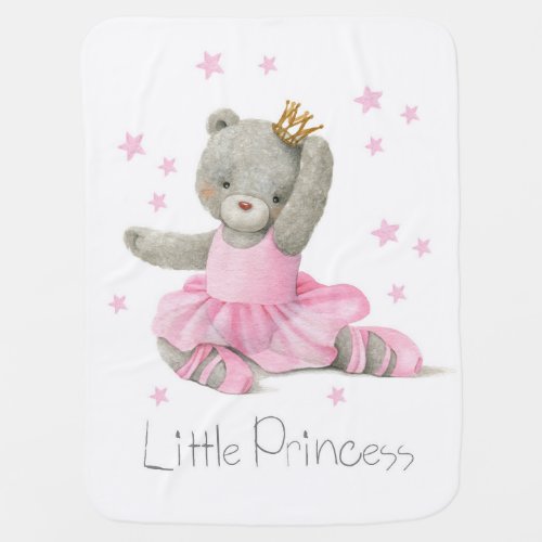 Little princess cute baby girl bear Baby Blanket