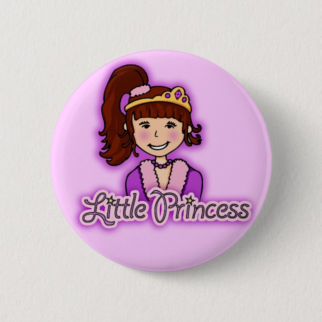 "Little Princess" dark hair girl lilac button (Front)
