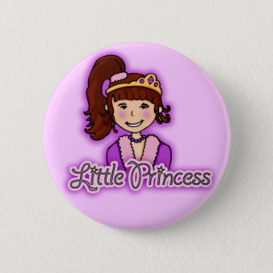"Little Princess" dark hair girl lilac button