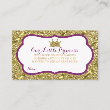 Little Princess Diaper Raffle Ticket  Faux Glitter Enclosure Card by DeReimerDeSign at Zazzle