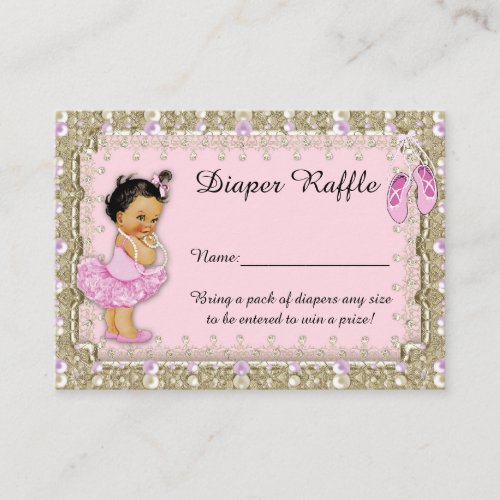 Little Princess Diaper Raffle Tickets balerina Enclosure Card