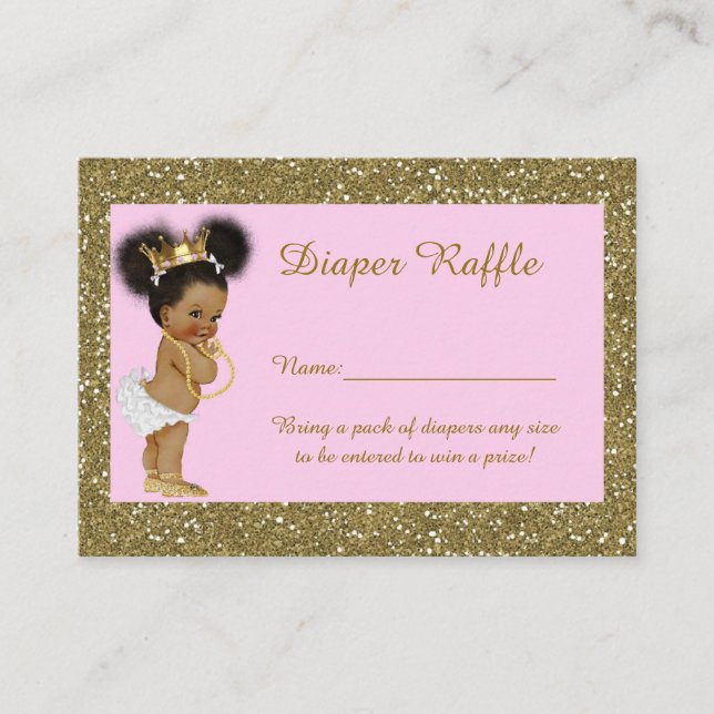 Little Princess Diaper Raffle Tickets, Etnic Enclosure Card (Front)