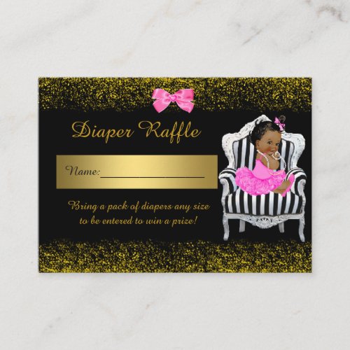 Little Princess Diaper Raffle Tickets glitterpink Enclosure Card