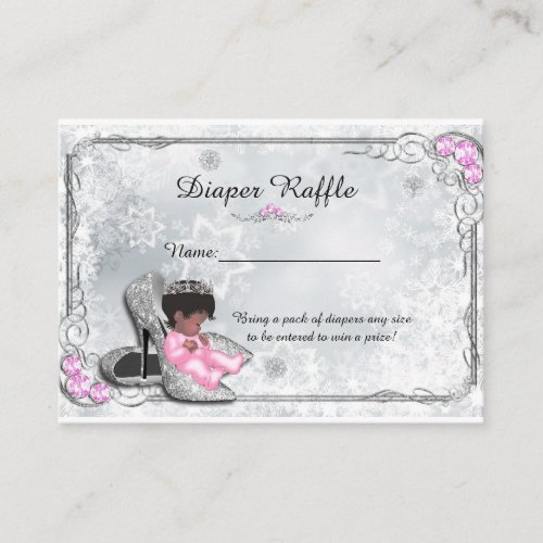 Little Princess Diaper Raffle Tickets grey frozen Enclosure Card