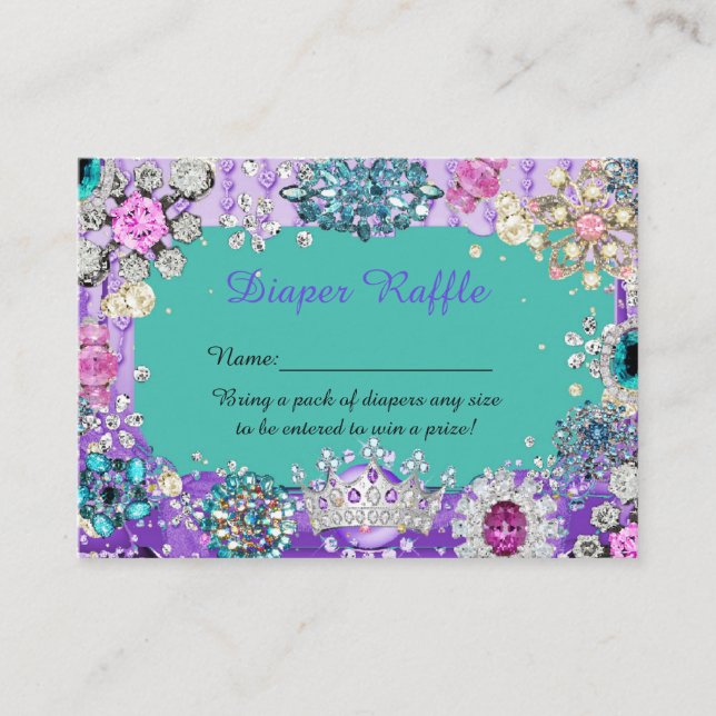 Little Princess Diaper Raffle Tickets, jewelry Enclosure Card (Front)