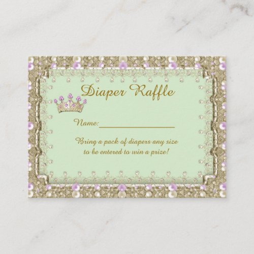 Little Princess Diaper Raffle Tickets mint Enclosure Card