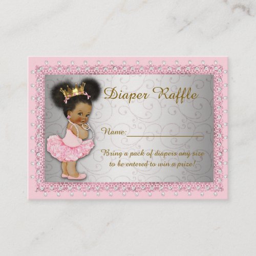 Little Princess Diaper Raffle Tickets pink silver Enclosure Card