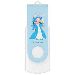 Little princess dressed in light blue & white flash drive