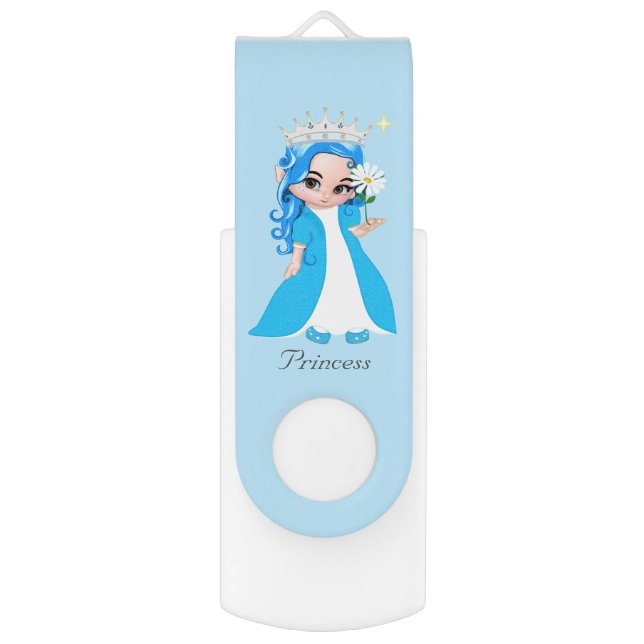 Little princess dressed in light blue & white flash drive (Front Vertical)