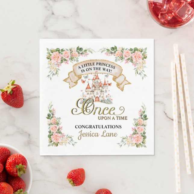 Little Princess Fairy Tale Castle Girl Baby Shower Napkins (Insitu)