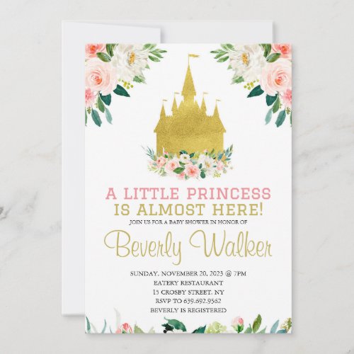 Little Princess Fairytale Castle Girl Baby Shower Invitation