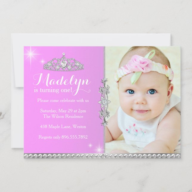 Little Princess First Birthday Invitation (Front)