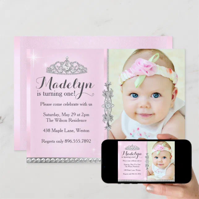 Little Princess First Birthday Pink Invitation | Zazzle