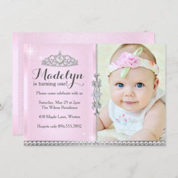 Little Princess First Birthday Pink Invitation by ExclusiveZazzle at Zazzle