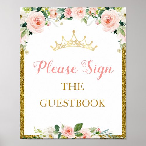 little princess floral baby shower Guestbook sign