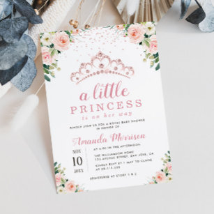 little princess floral baby shower invitation