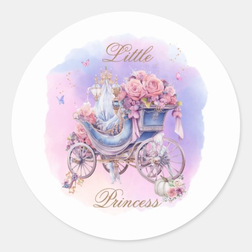 Little princess flowers horse carriage slipper classic round sticker