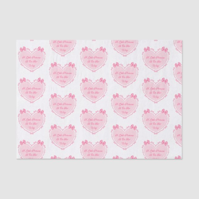 little princess ,girl baby shower pink hearts  tissue paper (Front)
