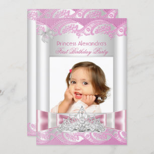 Little Princess Girl First Birthday Party Photo Invitation