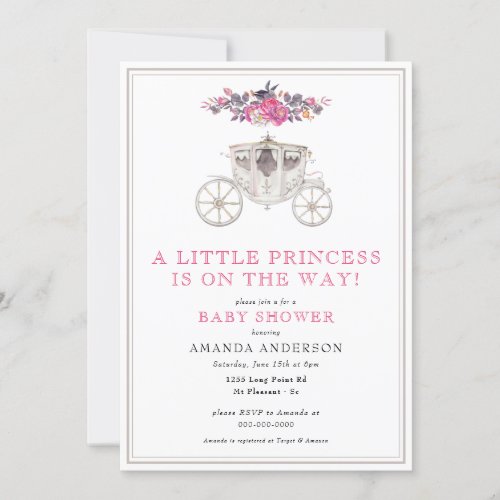 Little Princess Girl Pink Romantic Baby Shower  Invitation