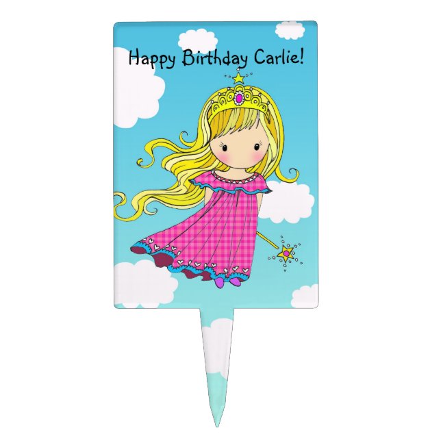 Little Princess Girls Personalized Cake Topper (Front)