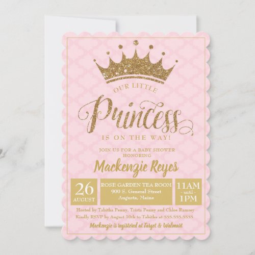 Little Princess Gold Crown Baby Shower Invitation