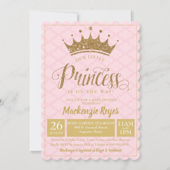 Little Princess Gold Crown Baby Shower Invitation (Front)