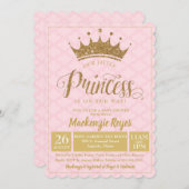 Little Princess Gold Crown Baby Shower Invitation (Front/Back)