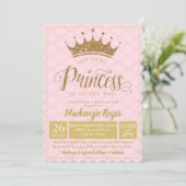 Little Princess Gold Crown Baby Shower Invitation (Standing Front)