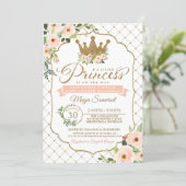 Little Princess  Gold Floral Royal Baby Shower Invitation (Standing Front)