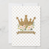 Little Princess  Gold Floral Royal Baby Shower Invitation (Back)