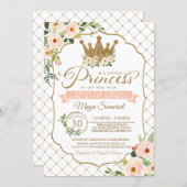 Little Princess  Gold Floral Royal Baby Shower Invitation (Front/Back)