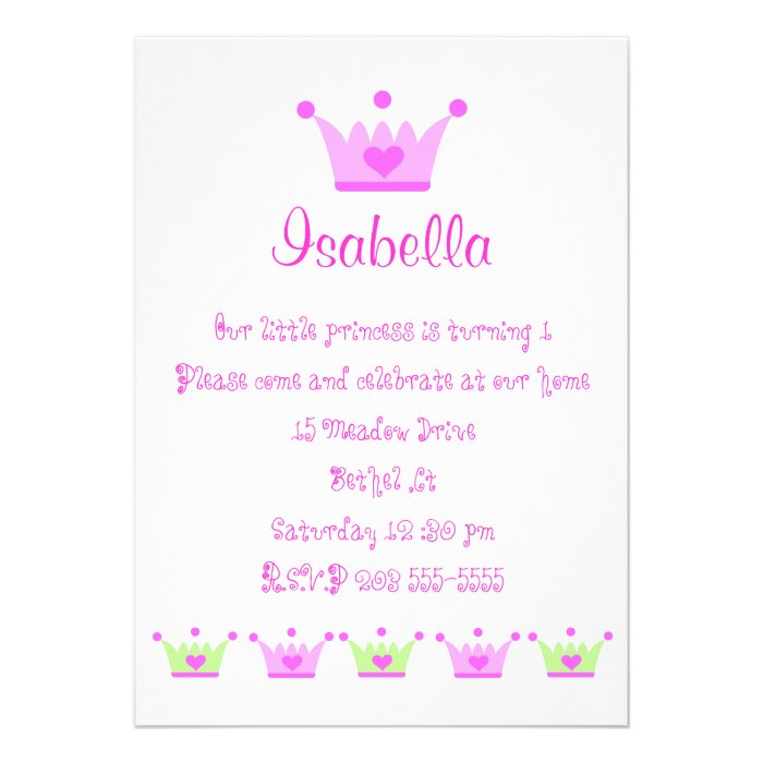 little princess invitation