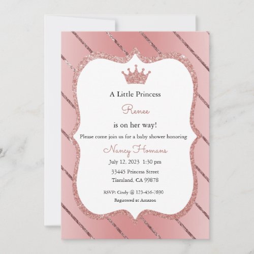Little Princess Invitation Rose Gold Invitation