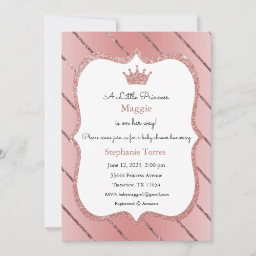 Little Princess Invitation Rose Gold Invitation