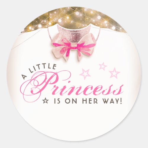 Little Princess is on Her Way Baby Shower Classic Round Sticker