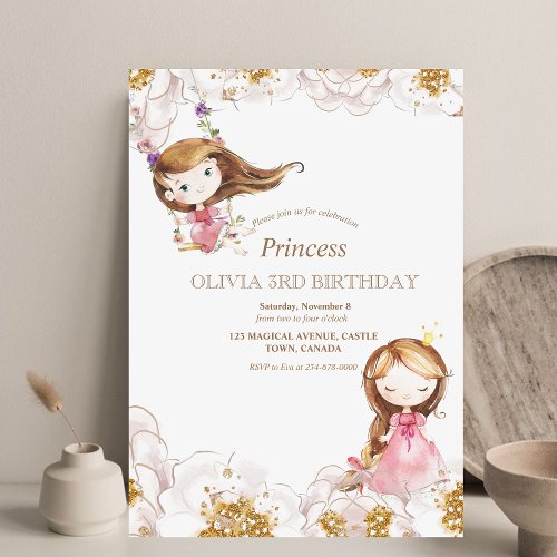 Little Princess Kids Birthday Party Invitations 