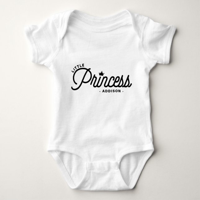 Little Princess Modern Typography Personalized Baby Bodysuit (Front)