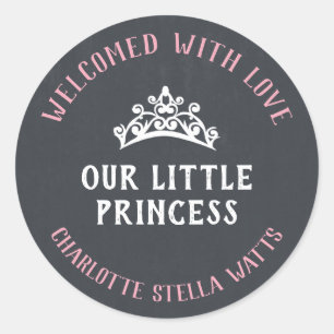Little Princess New Baby Girl Announcement Favor Classic Round Sticker